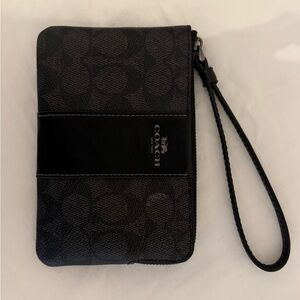 Coach Charcoal and Black Wristlet & mini ID wallet